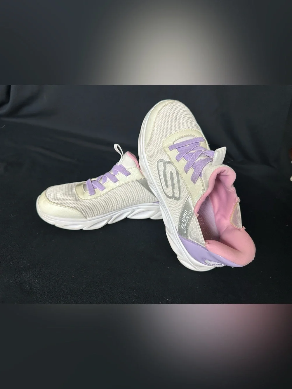 Skechers Kids Swift Fit Women's white Lavender Athletic Slip inn Sneakers 4
